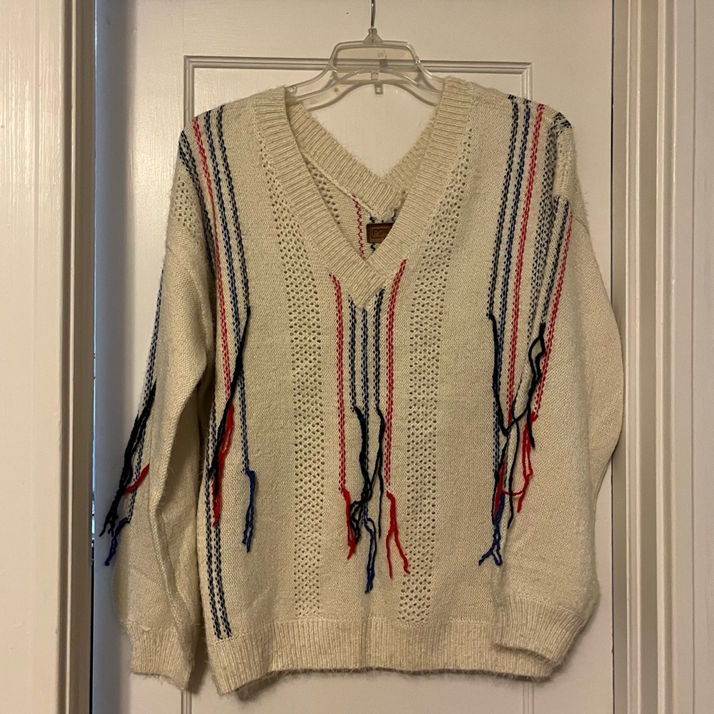 Dolls Kill POL Cream String Sweater Size Large